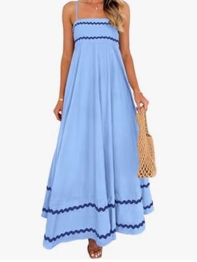 NWT PrettyGarden Blue Ric Rac Maxi Dress XXL